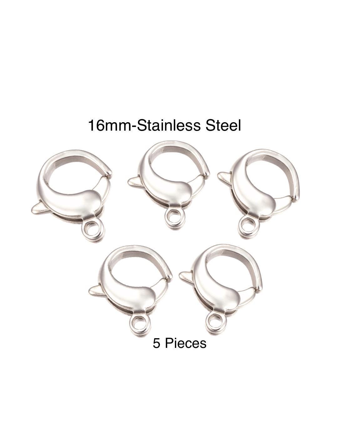 16mm- 5 Lobster Claw Clasps, Stainless Steel - SS066