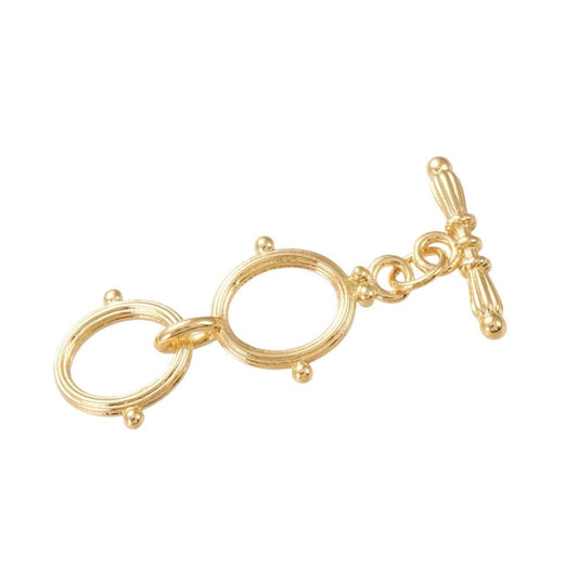 Double-Ring Toggle Clasp, 18k Real Gold Plated - SY081