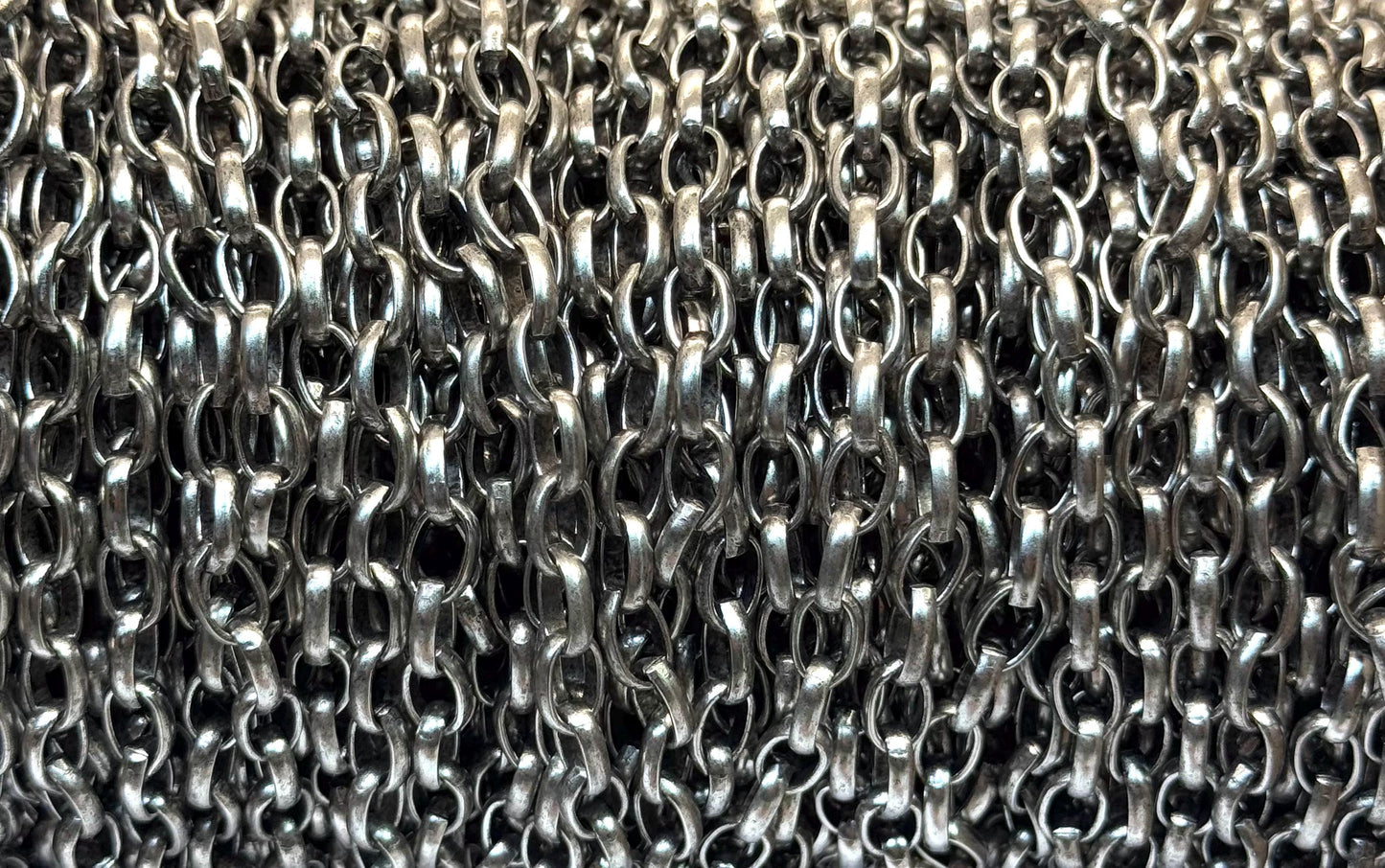 Oval Smooth Rolo Chain, Antiqued Pewter Plated - P041-CH