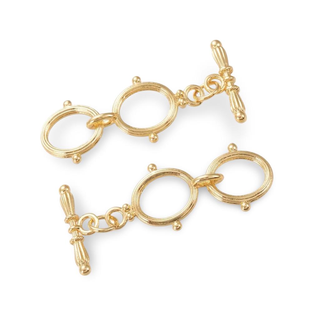 Double-Ring Toggle Clasp, 18k Real Gold Plated - SY081