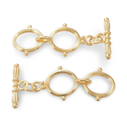 Double-Ring Toggle Clasp, 18k Real Gold Plated - SY081