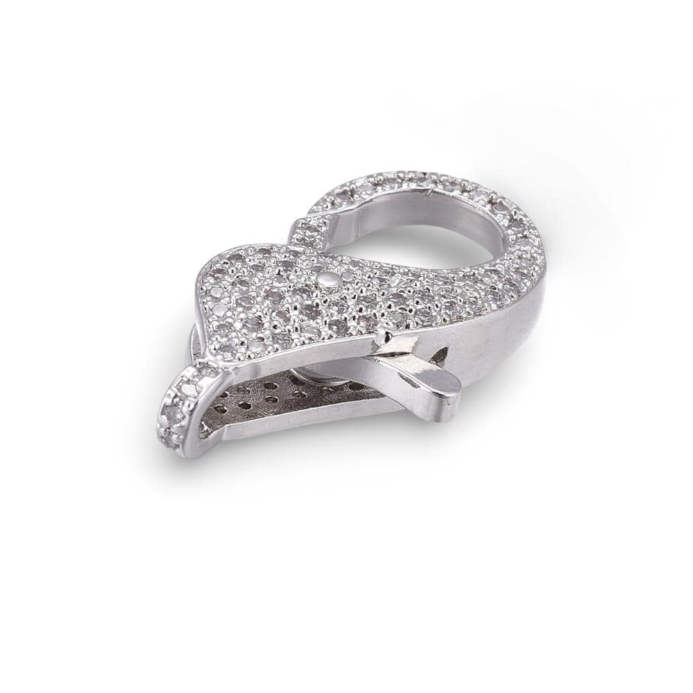 Micro Pave Cubic Zirconia Clasp, Platinum Plated - CZ612