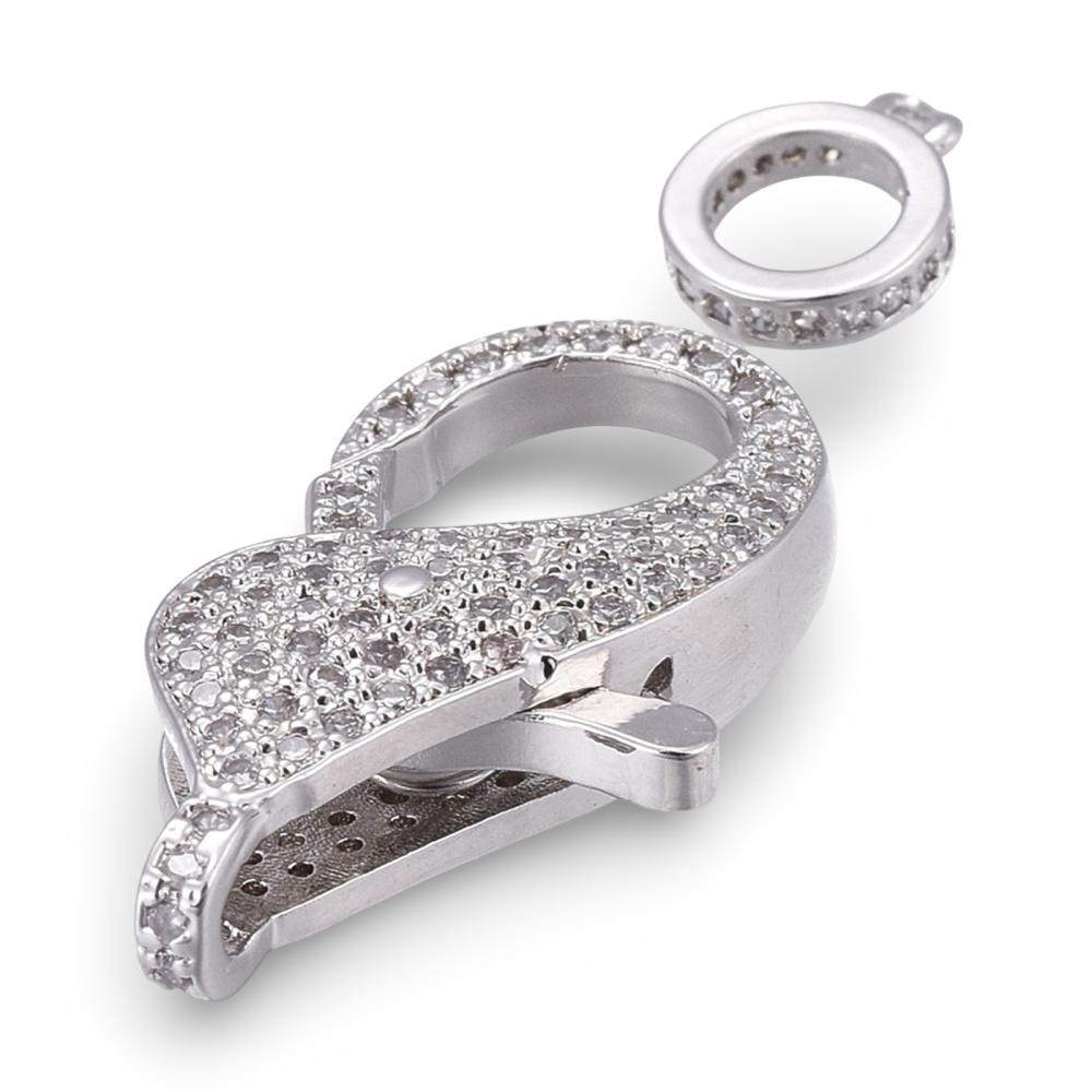 Micro Pave Cubic Zirconia Clasp, Platinum Plated - CZ612