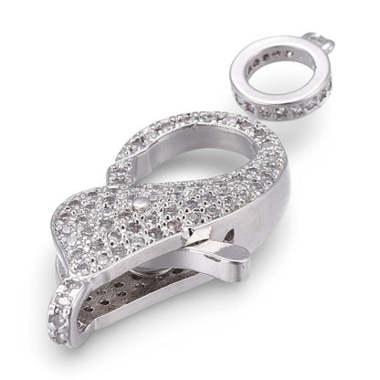 Micro Pave Cubic Zirconia Clasp, Platinum Plated - CZ612