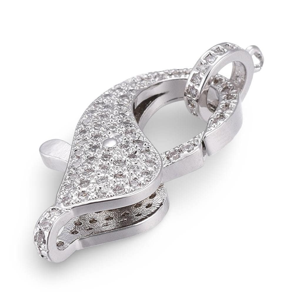 Micro Pave Cubic Zirconia Clasp, Platinum Plated - CZ612
