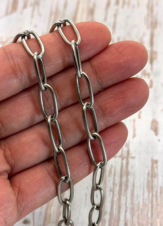 Paperclip Link Chain, Antiqued Pewter Plated - P014-CH