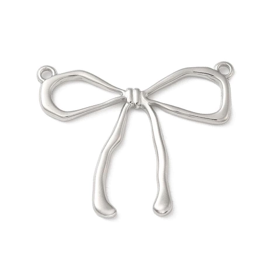 Open Bow Large Charm Connector, Stainless Steel - SS027
