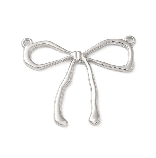 Open Bow Large Charm Connector, Stainless Steel - SS027