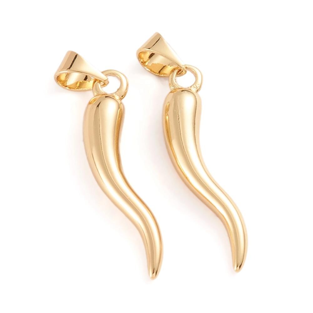 Italian Horn Pendant, Shiny 18k Gold Plated - SY018