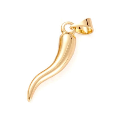 Italian Horn Pendant, Shiny 18k Gold Plated - SY018