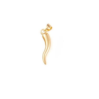 Italian Horn Pendant, Shiny 18k Gold Plated - SY018