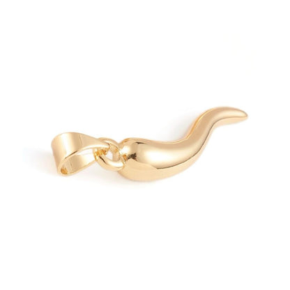 Italian Horn Pendant, Shiny 18k Gold Plated - SY018
