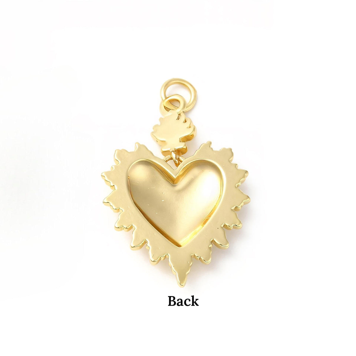 Sacred Heart Pendant, Shiny 18k Gold Plated - SY046