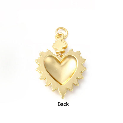 Sacred Heart Pendant, Shiny 18k Gold Plated - SY046