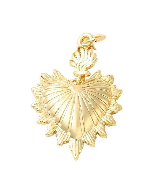 Sacred Heart Pendant, Shiny 18k Gold Plated - SY046