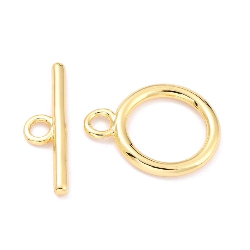Large Round Toggle Clasp,  Shiny 18k Gold Plated - SY073