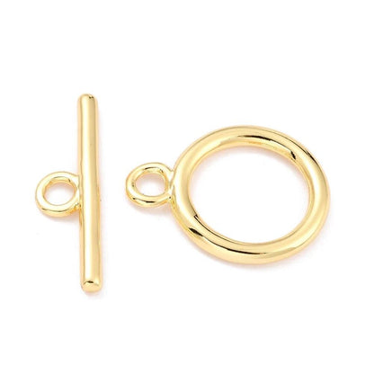 Large Round Toggle Clasp,  Shiny 18k Gold Plated - SY073