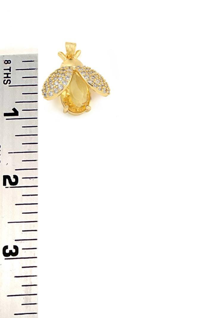 Cubic Zirconia Ladybug Charm, Red or Yellow, Shiny 18k Gold Plated