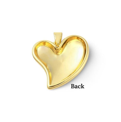 Large Puffy Heart Pendant, Shiny 18k Gold Plated - SY019