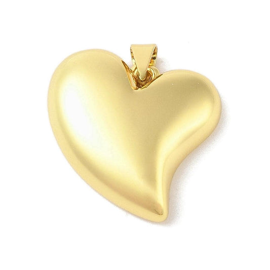 Large Puffy Heart Pendant, Shiny 18k Gold Plated - SY019