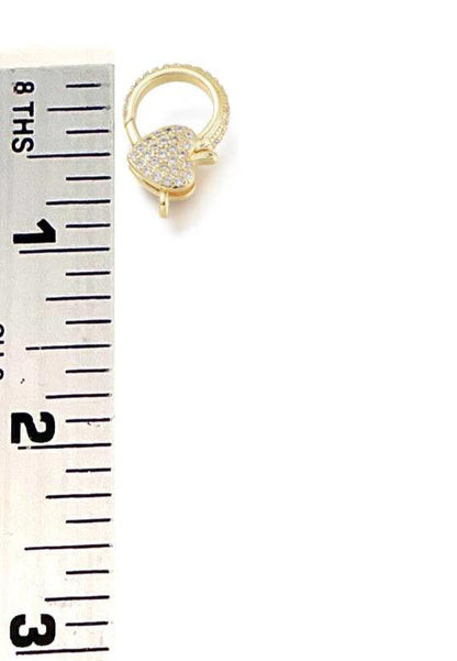 Sparkly Heart Round Lobster Clasp, Shiny 18k Gold Plated - SY080