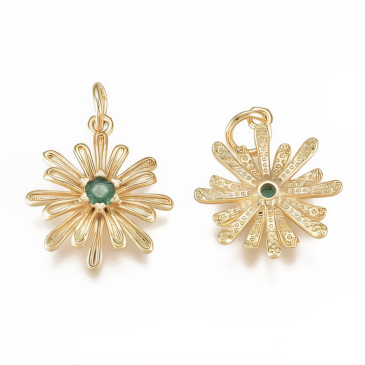Flower Charm with Color Cubic Zirconia, Shiny 18k Gold Plated - SY047