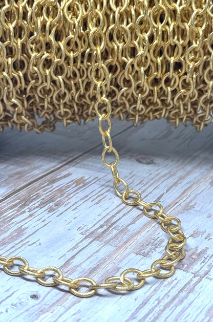 Chunky 11x9mm able Chain, Satin 18k Gold Plated - S059-CH