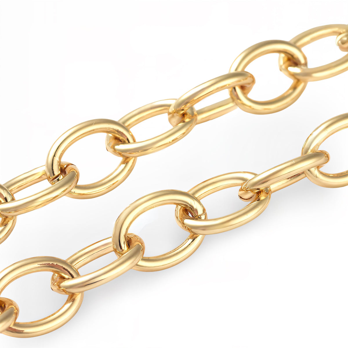 Smooth Oval Cable Chain, Shiny 18k Gold Plated