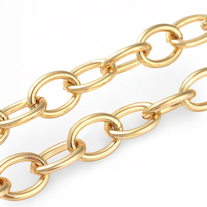 Smooth Oval Cable Chain, Shiny 18k Gold Plated