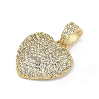 Large Micro Pave Heart Pendant, 18k Gold Plated - SY001