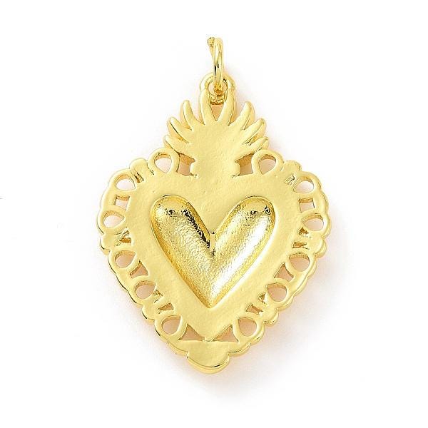 Black Enamel Heart Pendant, Shiny 18k Gold Plated - SY031