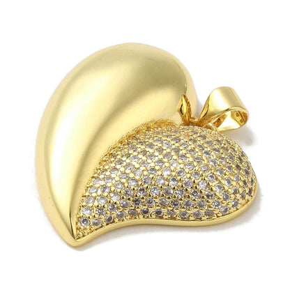 Split Heart Micro Pave Charm, Real 18k Gold Plated - SY065