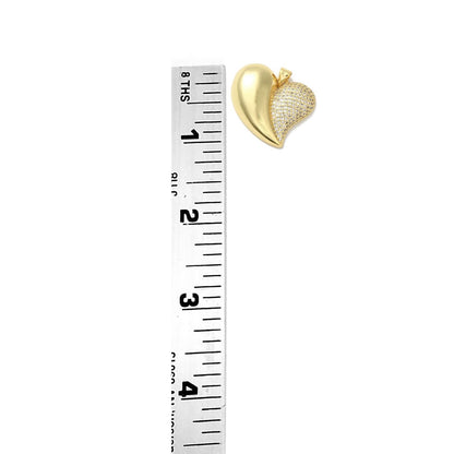 Split Heart Micro Pave Charm, Real 18k Gold Plated - SY065