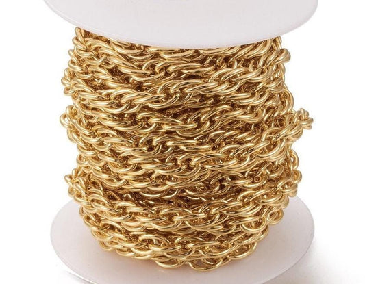 Triple Link Chain, Shiny 18k Gold Plated