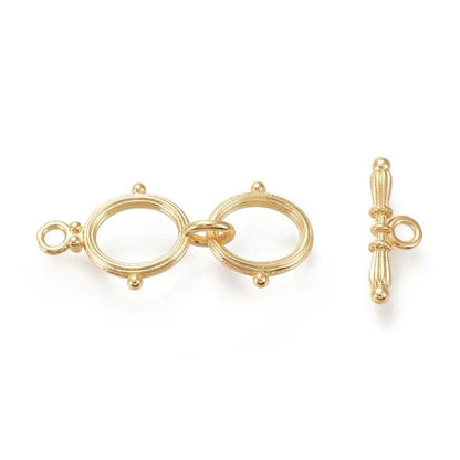 Double-Ring Toggle Clasp, 18k Real Gold Plated - SY081