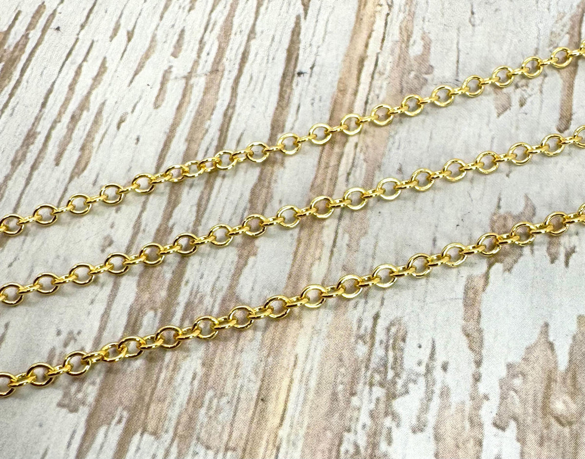 Dainty 2mm Minimalist Chain, Shiny 18k Gold Plated - Y149-CH