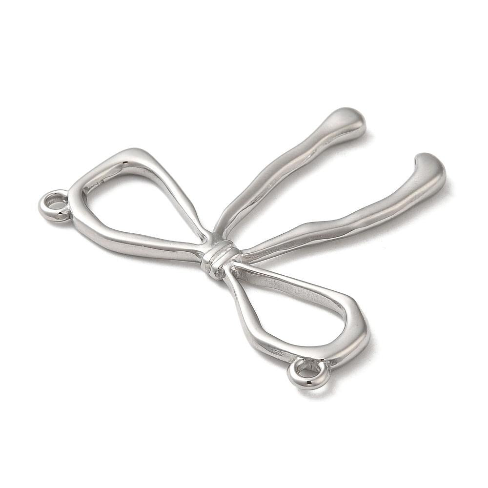 Open Bow Large Charm Connector, Stainless Steel - SS027