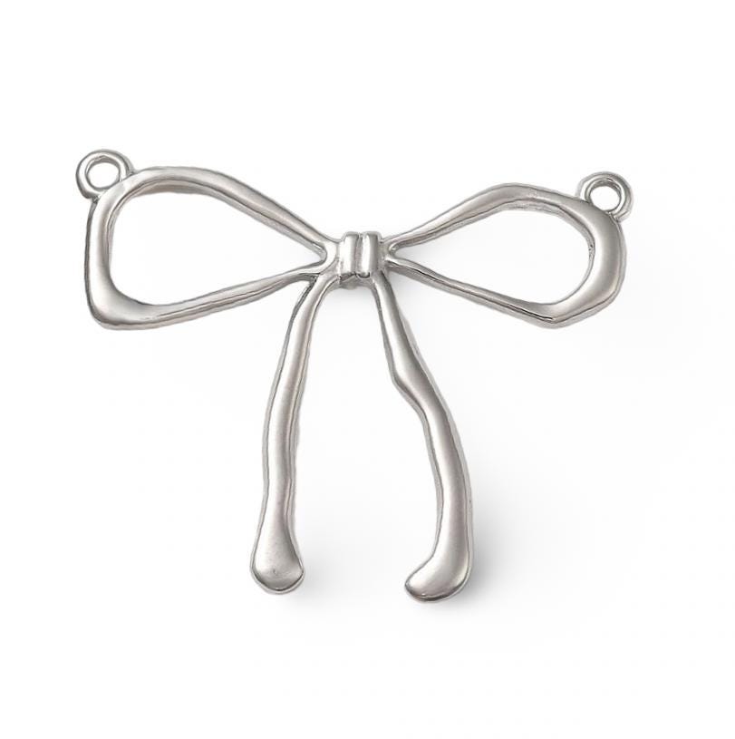 Open Bow Large Charm Connector, Stainless Steel - SS027