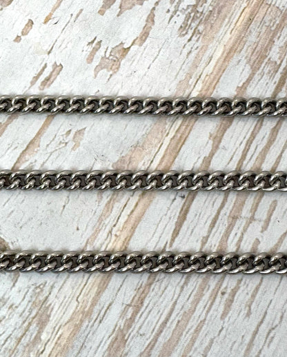 Small Delicate Curb Chain, Antiqued Pewter Plated - P047-CH