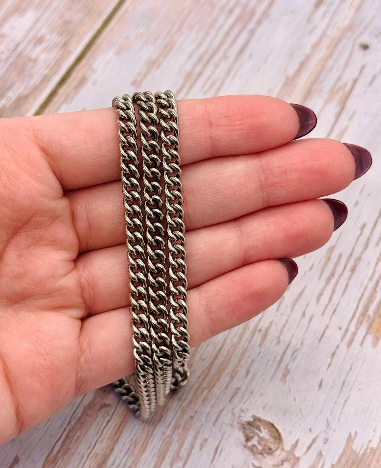 Small Delicate Curb Chain, Antiqued Pewter Plated - P047-CH
