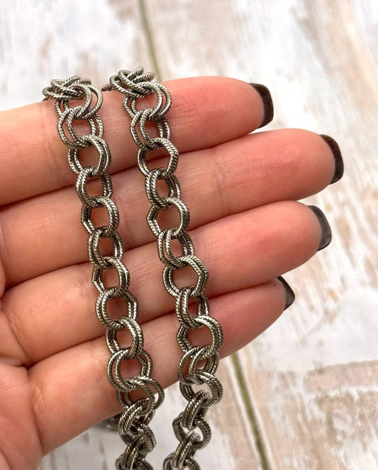 Large Double Cable Chain, Antiqued Pewter Plated - P027-CH