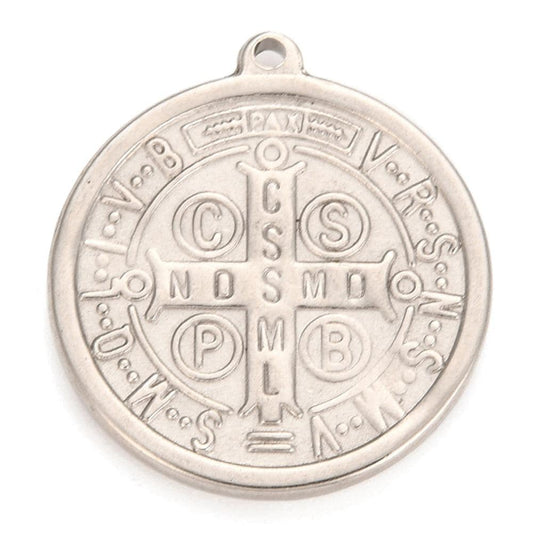 Double Sided Saint Benedict Flower Charm, Stainless Steel  - SS032