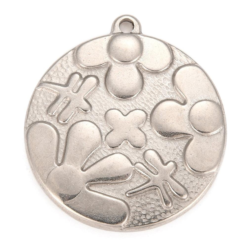 Double Sided Saint Benedict Flower Charm, Stainless Steel  - SS032