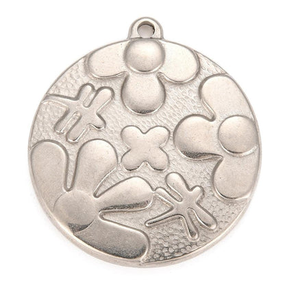 Double Sided Saint Benedict Flower Charm, Stainless Steel  - SS032