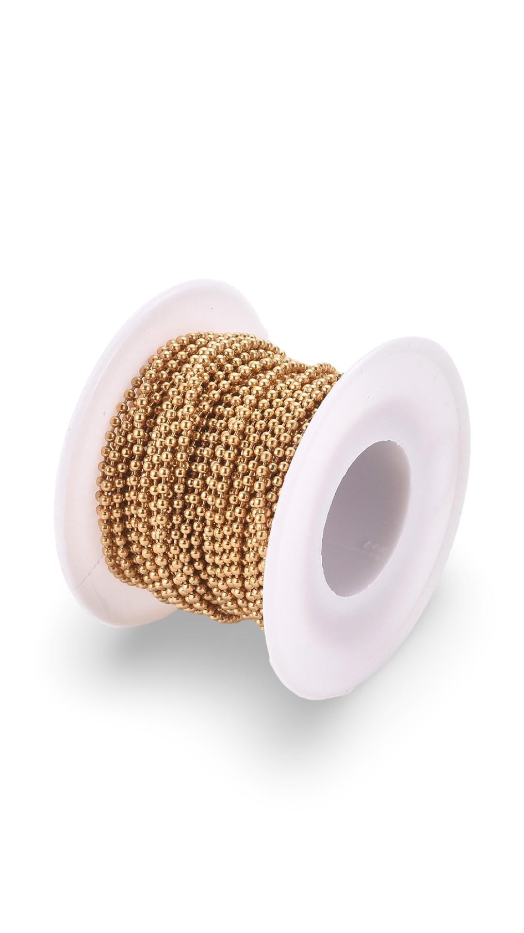 2mm Ball Chain, PVD Plated Antiqued Gold