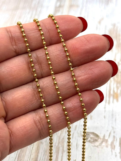 2mm Ball Chain, PVD Plated Antiqued Gold