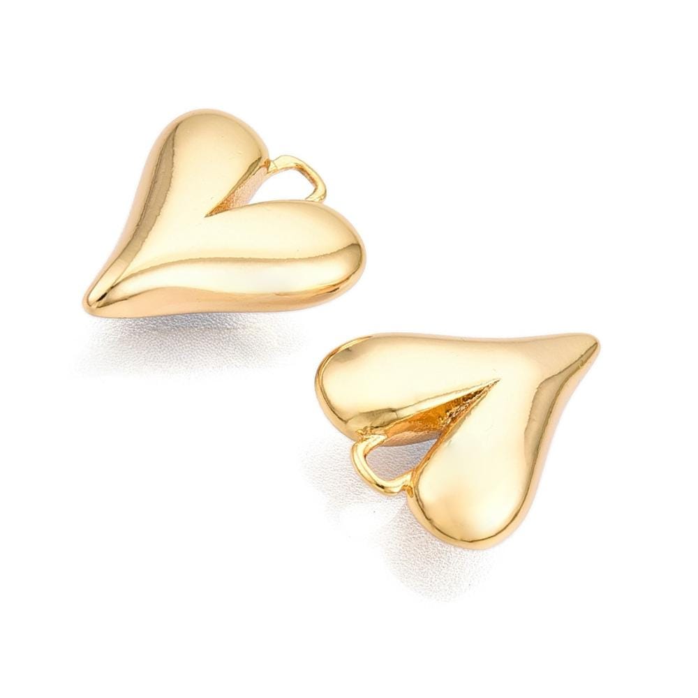Dainty Elongated Heart Charm, Shiny 18k Gold Plated - SY062