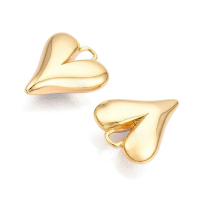Dainty Elongated Heart Charm, Shiny 18k Gold Plated - SY062