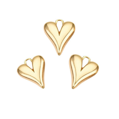 Dainty Elongated Heart Charm, Shiny 18k Gold Plated - SY062