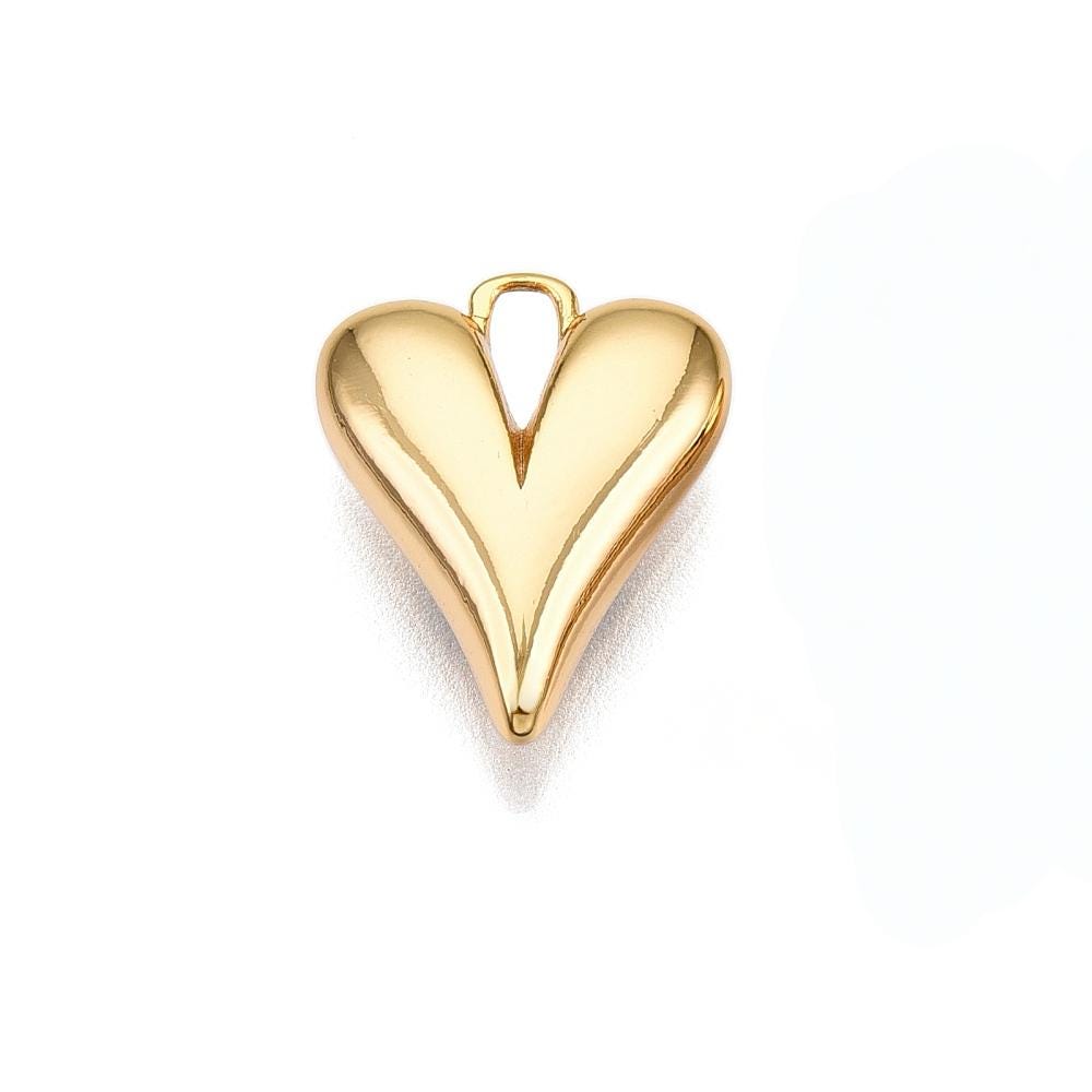 Dainty Elongated Heart Charm, Shiny 18k Gold Plated - SY062